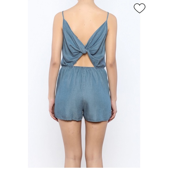 Denim romper with twisted back - Picture 6 of 7